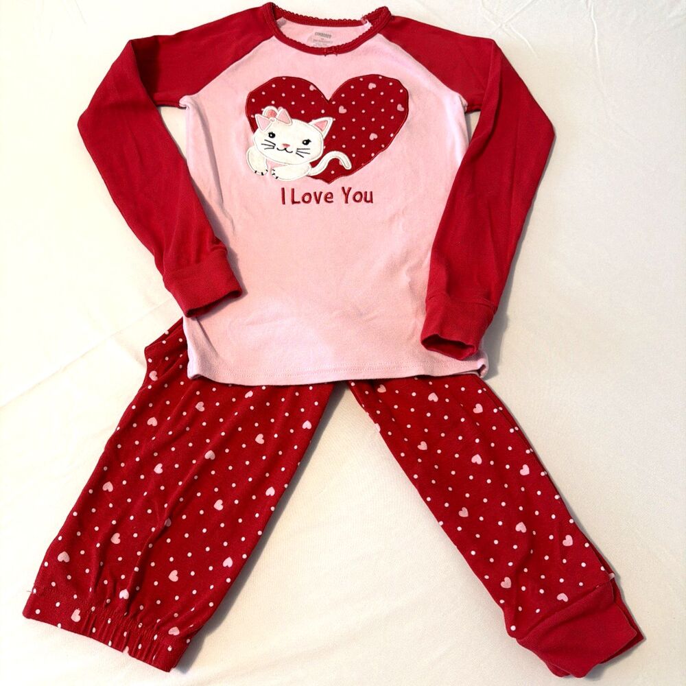Gymboree Girls Sz 14 Red Pink Hearts Gymmies Valentine Cutie Snug Fit Pajamas